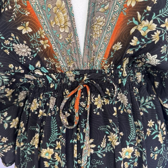 Karma Highway Boho Maxi Dress Floral Hippie Gypsy Cottage Flowy Deep V Neck OS - Picture 3 of 13